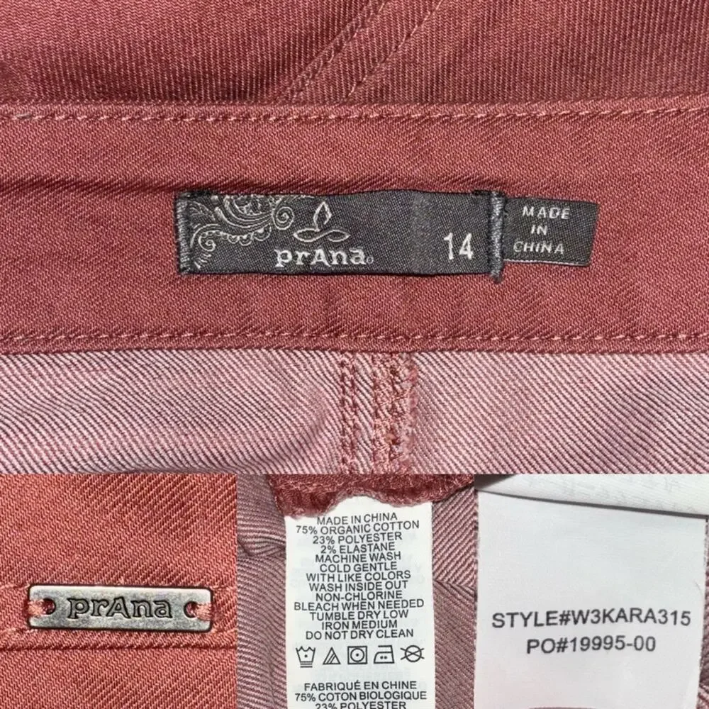 Prana Kara skirt Women's Size 14 Lacquered Rose Pink Stretch Denim A-Line